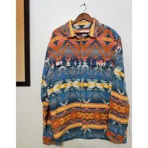 Urban Outfitters Men's Aztec Western Shacket Southwestern Cowboy Button Up SZ L